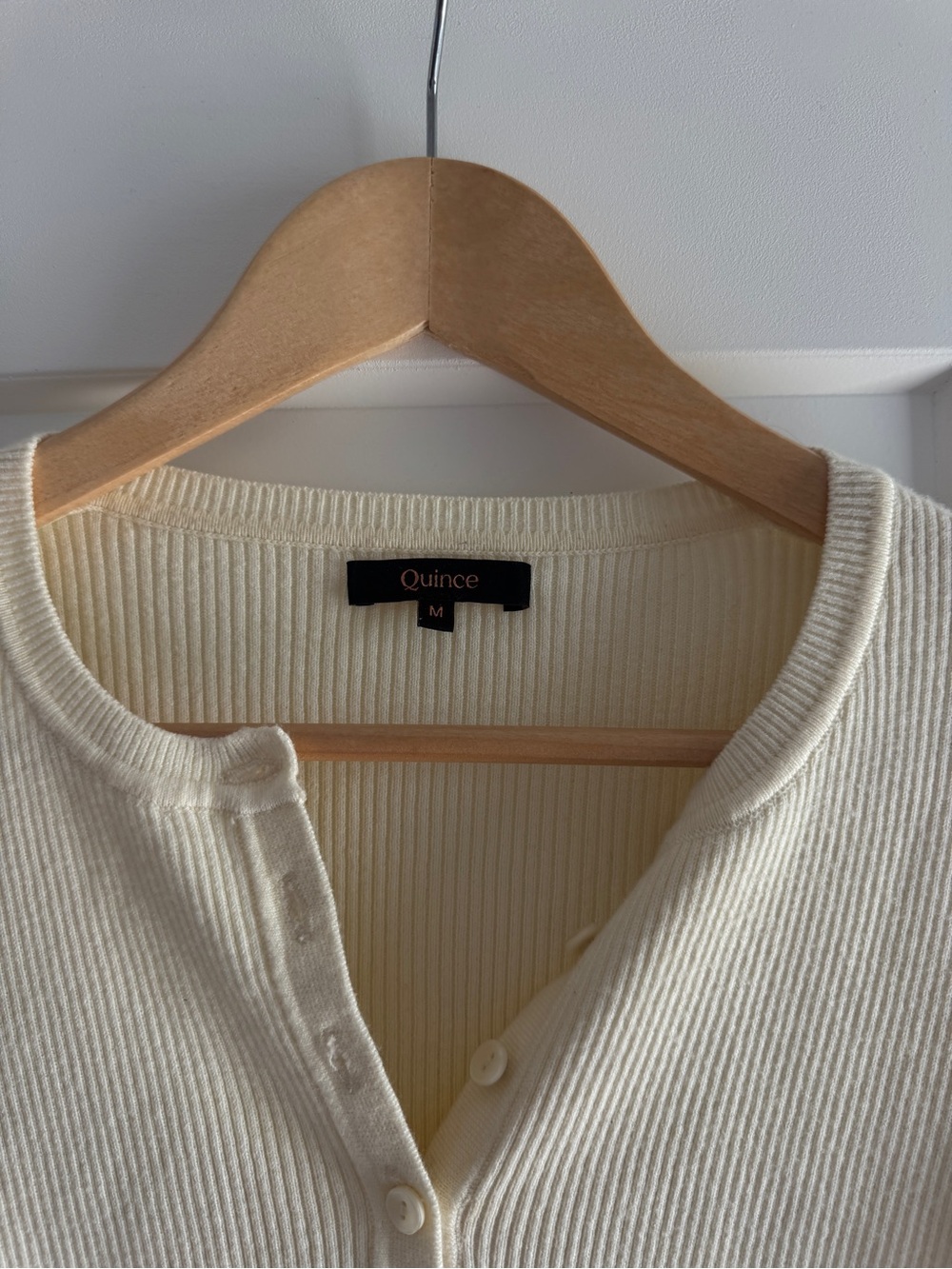 Quince Cream Ribbed Button-Front Cardigan - Picture 2 of 2